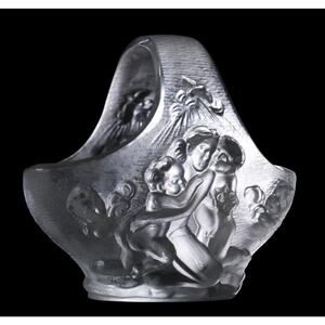 Bohemian Czech Art Deco Cut Glass Basket by Curt Schlevogt Ingrid Design EUC